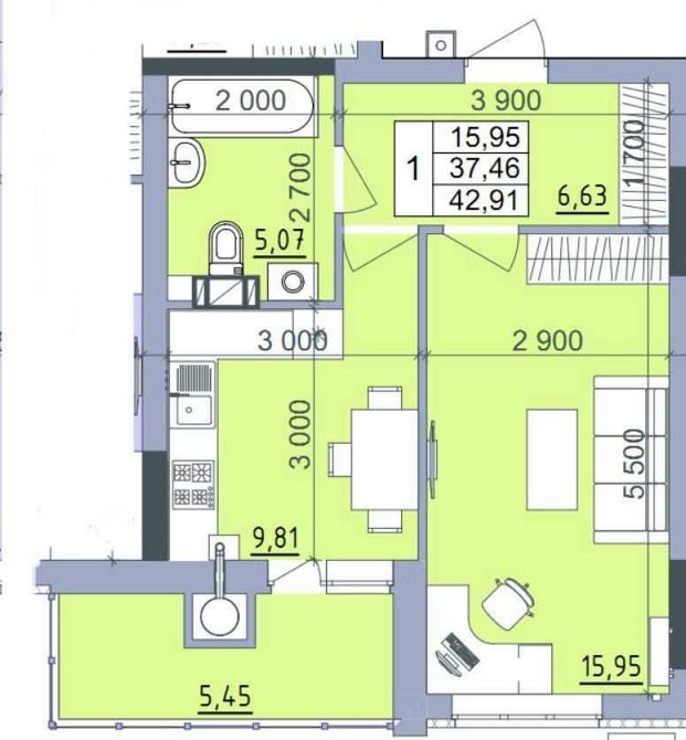 1-но кім. в Новобудові, без коміссій АН 0% Полтава - зображення 1