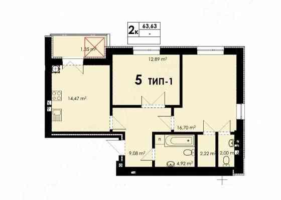 Купуйте квартиру з першим внеском від 30%. 2 кімнатна 63кв.м Sofiivska Borshchahivka