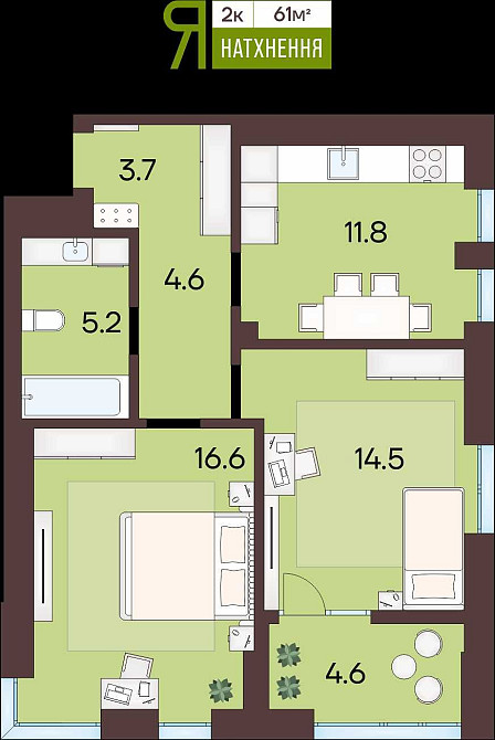 2 кімнатна квартира в ЖК ЯРОВИЦЯ,  новобудова, розтермінування Рівне - зображення 5