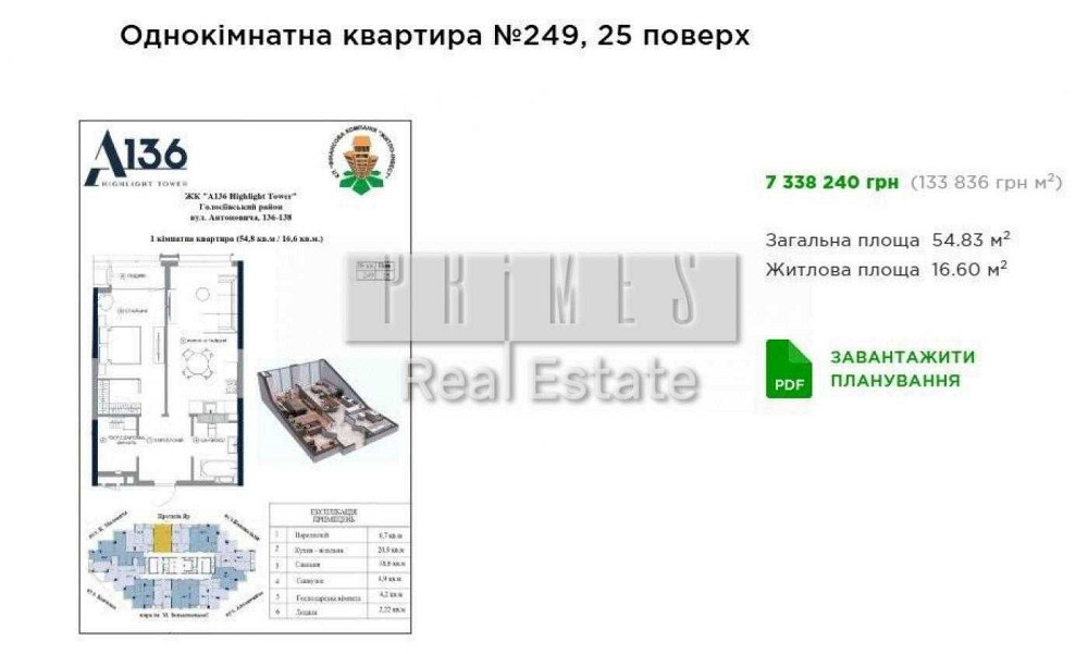 Продаж 1к квартири, ЖК A136 Highlight Tower, вул. Антоновича, 136–138 Київ - зображення 2