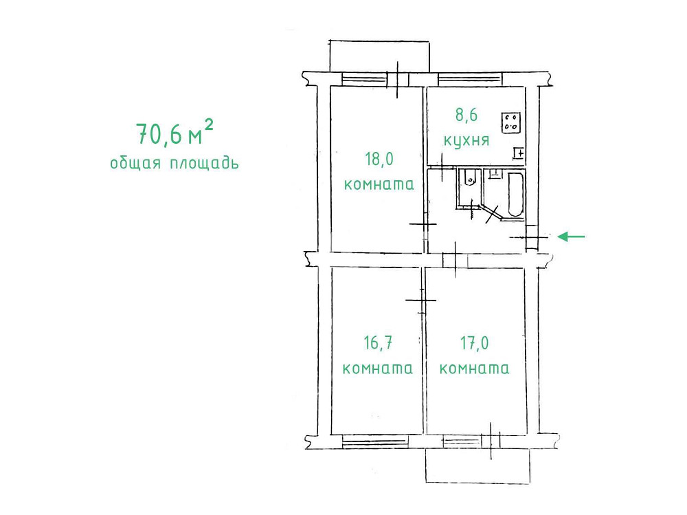 3х комн  70 кв м Район 1 станции Люстдорфская дор ул. К.-Заводскаая Одеса - зображення 1