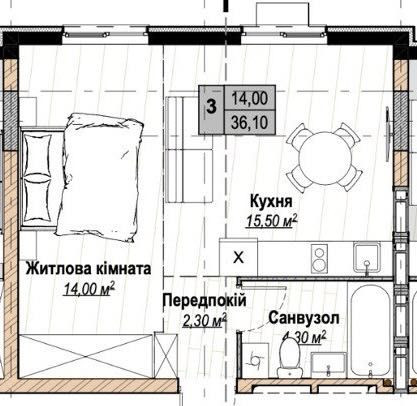 Без% Продається однокімнатна квартира Чабани новий ЖК Plaza Kvartal 3 Чабаны - изображение 1