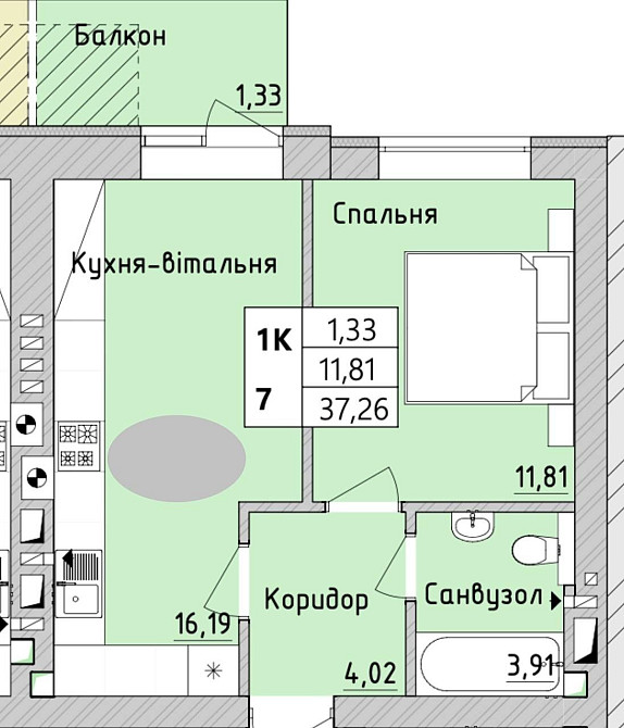 1-кімнатна квартира в тихому районі Ірпеня | ЖК «Бургундія» Ирпень - изображение 2