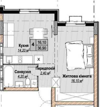 Без% Продається однокімнатна квартира, Чабани Plaza Kvartal 8й будинок Чабаны