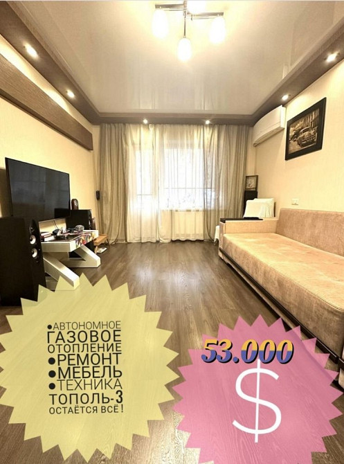 Продам 2х Тополь-3, Кап.ремонт,с мебелью,техникой Дніпро - зображення 1