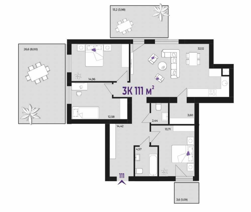 Простора 3к квартира з великим ПАТІО Ивано-Франковск - изображение 1