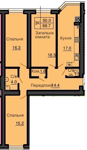 88,7 м2 трикімнатна квартира в Жк Софія Резиденція. 49 500 грн за м2 Софіївська Борщагівка - зображення 1