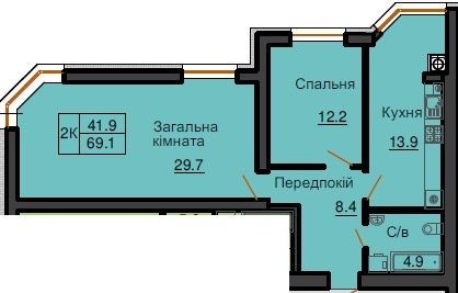 69,1 м2 двокімнатна квартира ЖК Софія Резиденція. 52 000 грн за м2 Софіївська Борщагівка - зображення 1