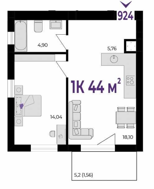 1к квартира 44 м.кв. біля ТРЦ Veles Mall Івано-Франківськ - зображення 2