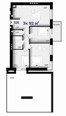 3к квартира з просторою терасою Івано-Франківськ