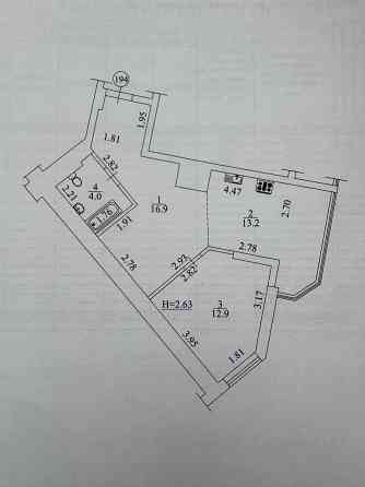 Велика 1-кім. квартира, 47 м2 ЖК Чорновола Вишневе