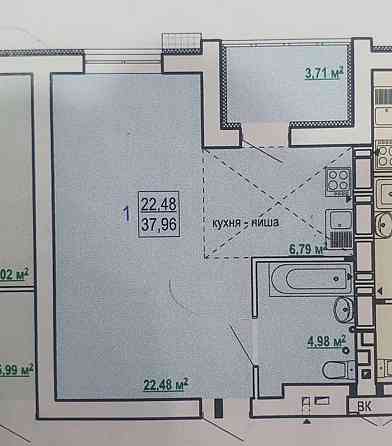 Продам 1 комнатную квартиру ЖК Гидропарк, 38м2, VW Харків