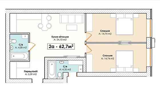 ЖK KVARTAL SOBORNA! Продам гарну 2к квартиру. 63м2. Газ. ЦЕНТР МІСТА Іrpin