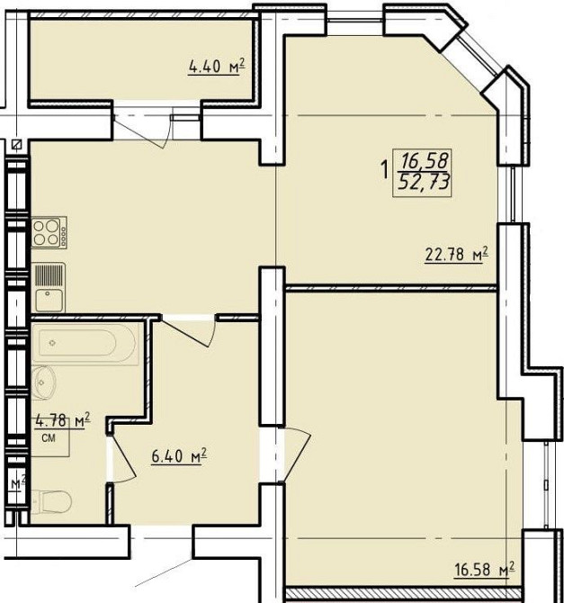 Продам крутую 1 комнатую квартиру ЖК Левада 2 53м2 VW Харків - зображення 1