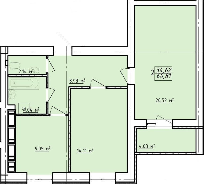 Продам 2 комнатную квартиру ЖК Левада 2 61м2 VW Харків - зображення 1