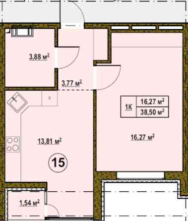 Без%Однокімнатна квартира з балконом,продаж від забудовника Подгорцы