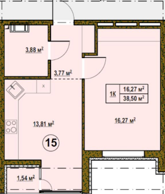 Без%Однокімнатна квартира з балконом,продаж від забудовника Подгорцы - изображение 3