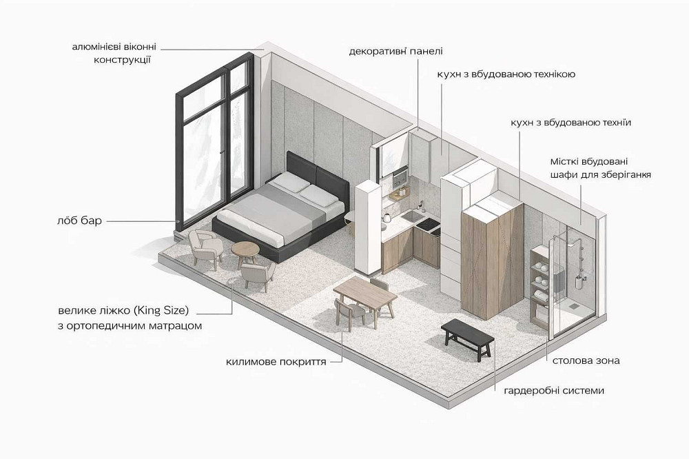 Продаж апартаментів в апартготелі, 30м, 9.9% річних ЖК Boston Kyiv - photo 4