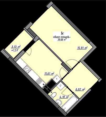 Каартира в сданном комплексе 40м2  р-н ТЦ Панорама Рассрочка Odesa