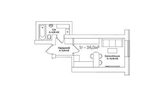 Продаж квартира-студія, центр ірпеня під ремонт, ЖК Соборний Ирпень