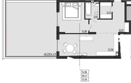 Квартира  72,94 м2 с террасой возле моря! Рассрочка ОА Крижанівка