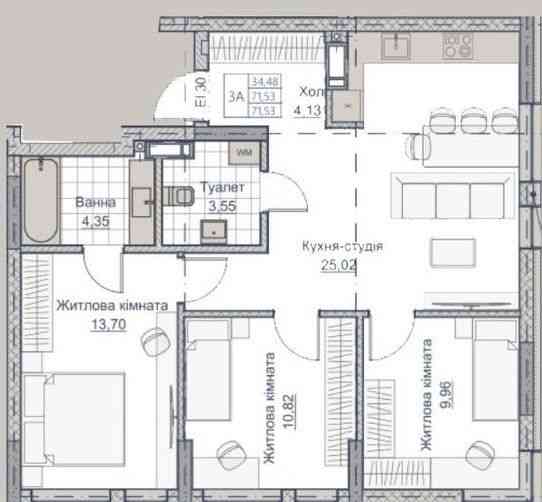 Видова 3 кімнатна квартира в ЖК « А+ Я» Kropyvnytskyi