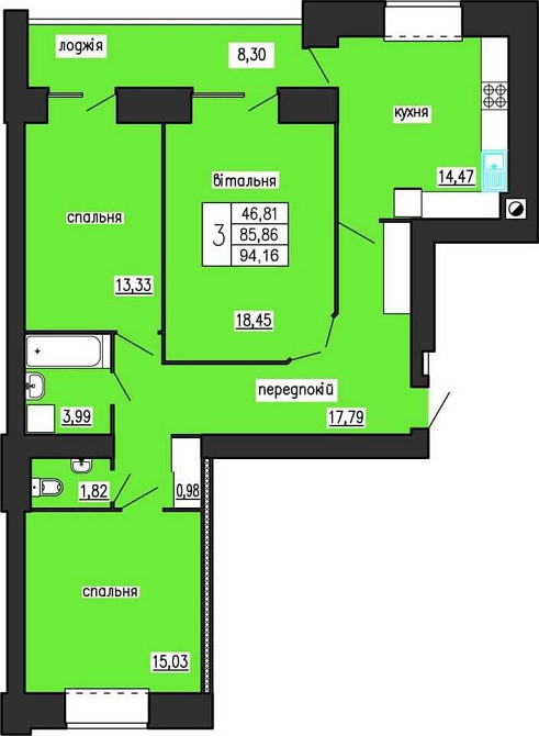 Продаж 3-к квартири в новобудові Тернопіль Тернопіль - зображення 3