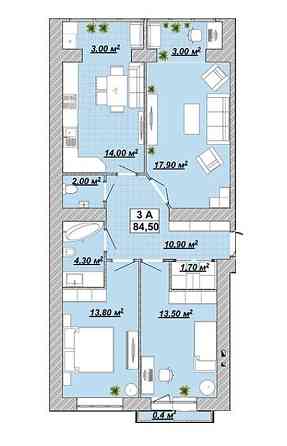 Трикімнатна квартира, ЖК Княгинин Іvano-Frankivsk