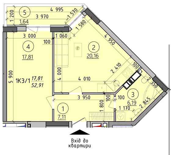 Простора 1-кімнатна 53 м² в ЖК «Київські Зорі» Вышгород