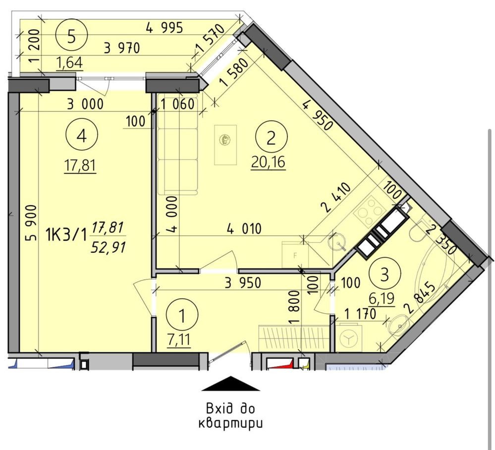 Простора 1-кімнатна 53 м² в ЖК «Київські Зорі» Вышгород - изображение 1