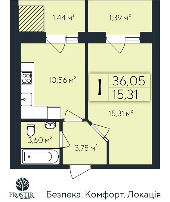 1 кімнатна квартира від забудовника, район Виставка Khmelnytskyi - photo 1
