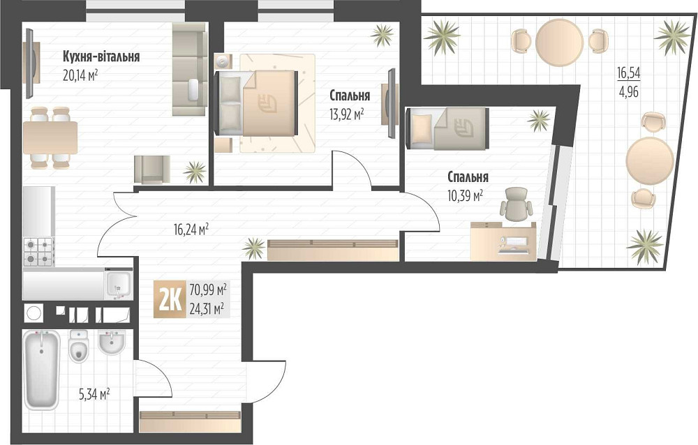 Продаж 2 кім. квартири SOUL PARK вул П. Орлика 70.99 кв.м Львів - зображення 2