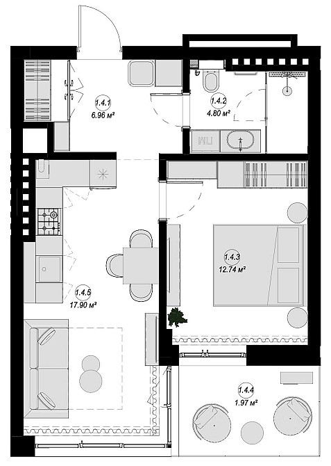Однокімнатна квартира Винники 45 мкв 2 поверх секція 1 Винники - зображення 5
