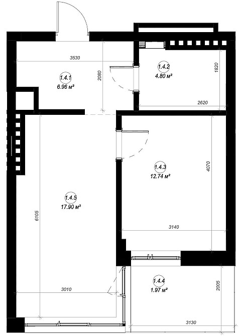Однокімнатна квартира Винники 45 мкв 2 поверх секція 1 Винники - зображення 8