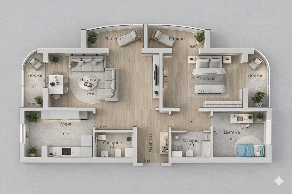 3К Новобудова Центр | 105м² | Нижче ринку Хмельницкий - изображение 5