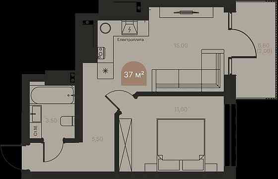 1к квартира 37 кв. м в ЖК LUMEN, центр міста Rivne