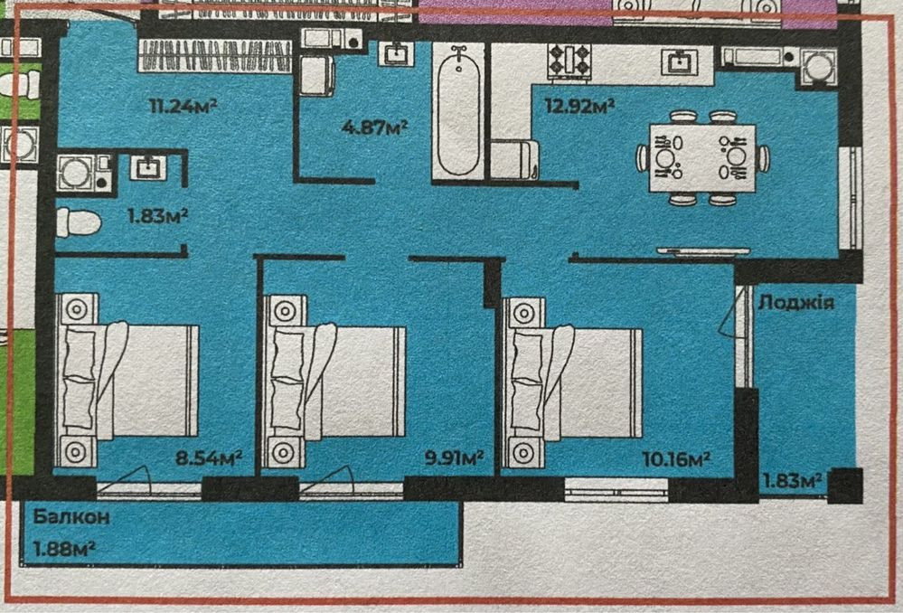 3к квартира ЖК CONTINENT КОНТИНЕНТ Трускавецька Сокільники - зображення 7