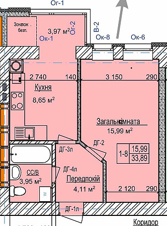 1к квартира 33м2 - УЮТНИЙ КВАРТАЛ (Розтермінування) Вишневое - изображение 7