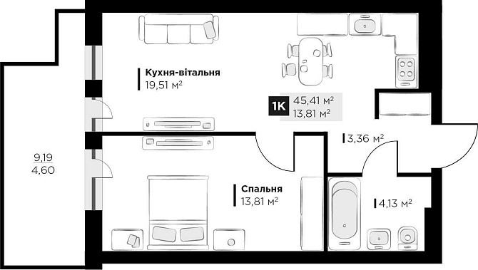 Продається 1-кімнатна квартира у м.Винники (1 секція здача 2 кв.2024) Винники - изображение 2