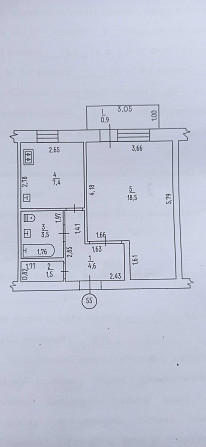 Продам 1 кім.кв м. Сміла .39кв.м Сміла - зображення 1