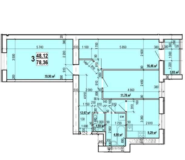 Продажа 3 комн квартиры 78м2 в ЖК Мира 3. БЕЗ комиссии! J Харків - зображення 2