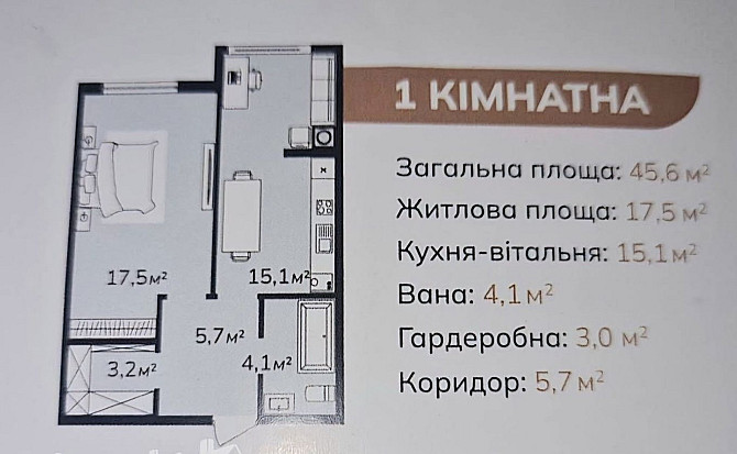 Без %.Продаж просторої однокімнатної квартири в Святопетрівське Святопетрівське (Києво-Свят.р-н) - зображення 3