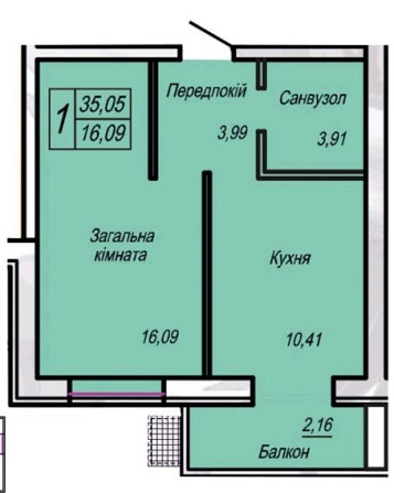 1 кімнатна квартира Житомир - зображення 2