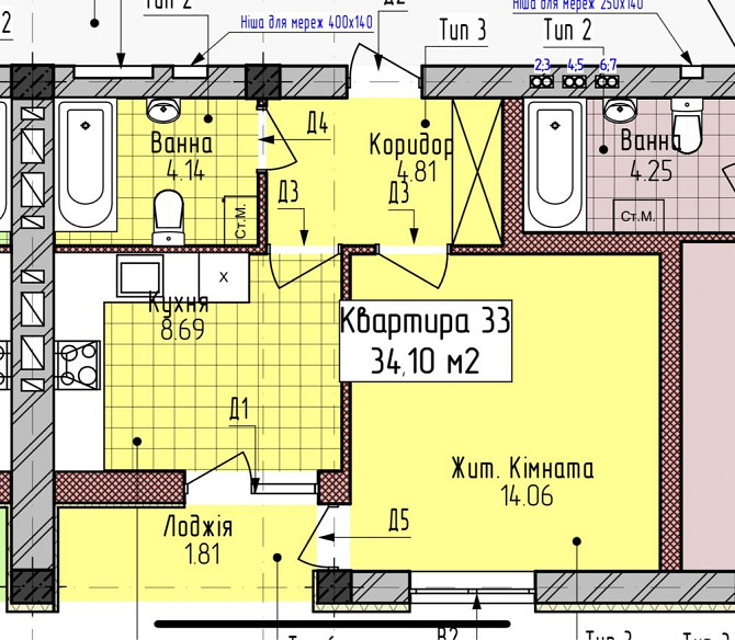 Однокімнатна квартира від власника 34,10м2 Ужгород - зображення 6